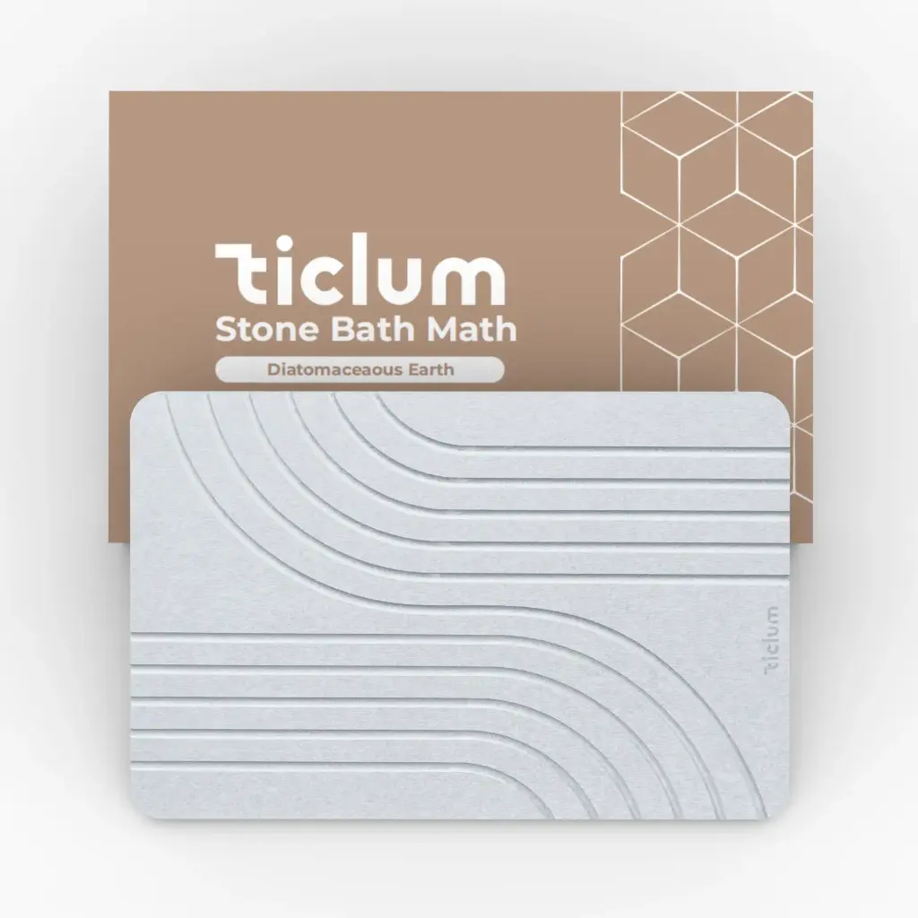 Alfombra de bany de diatomita gris clar · Assecament ràpid i antilliscant